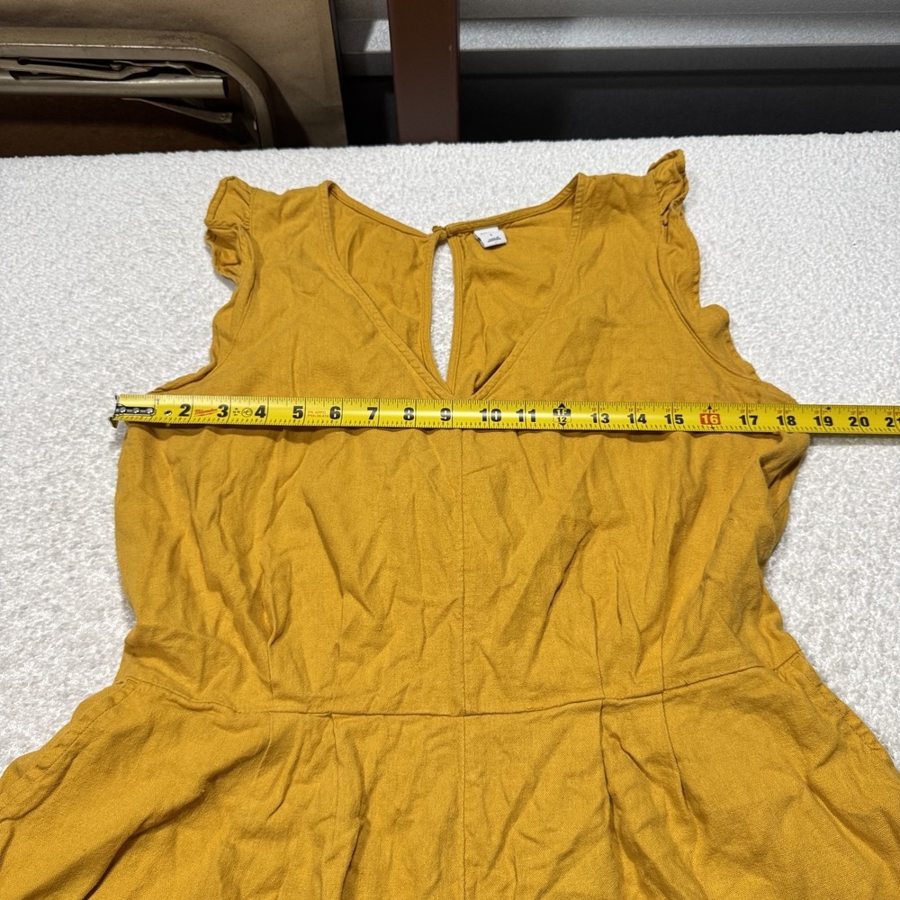 Old Navy Romper Womens Large Yellow Linen Blend Sleeveless Keyhole Pocket Summer - Picture 4 of 12